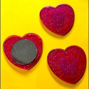 LISA FRANK MIRROR & PINK GLITTER HEARTS